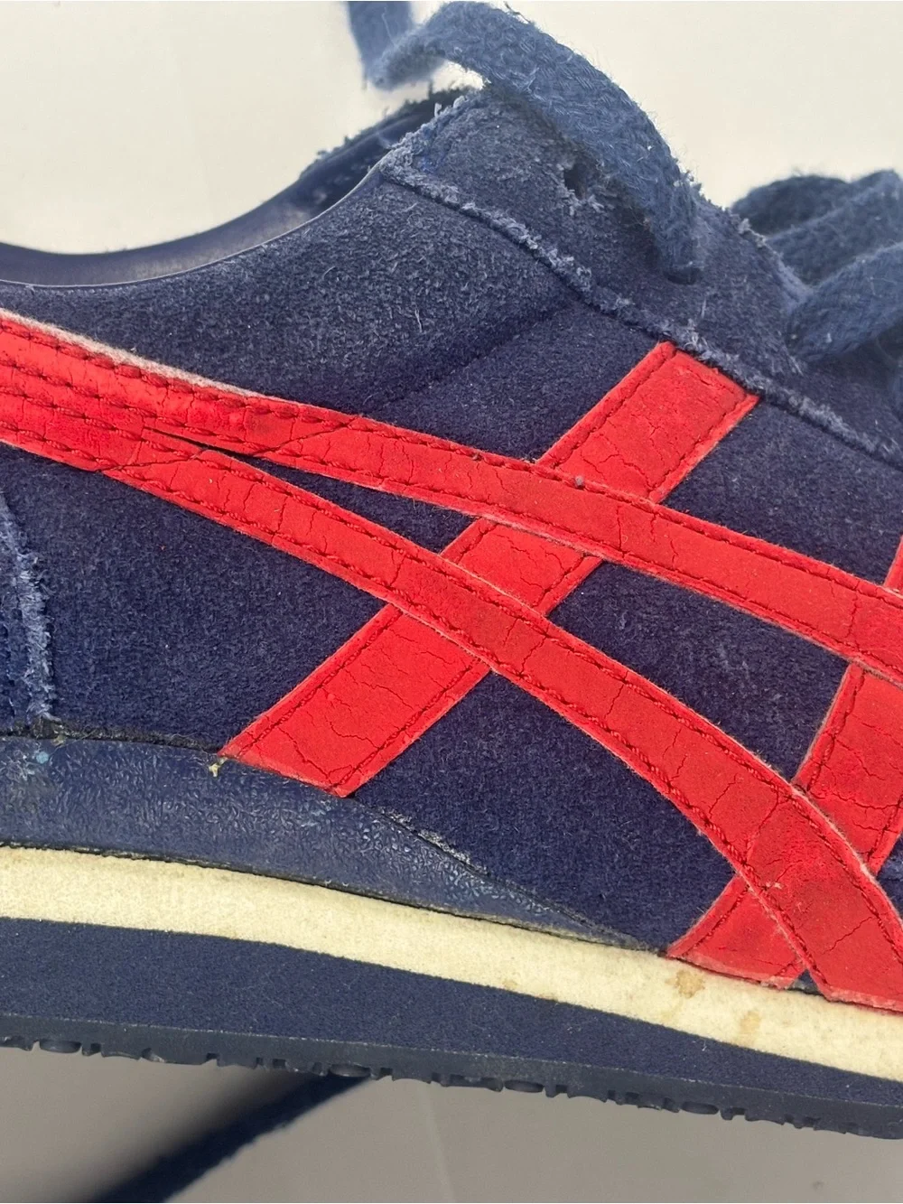 Onitsuka Tiger Ultimate 81 by Asics Navy Suede Sneakers with Red Stripes